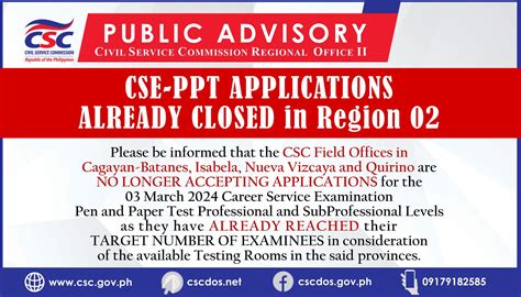 Please be informed that the CSC .